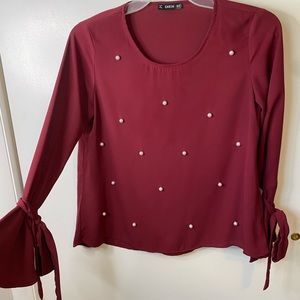 Red long sleeve blouse